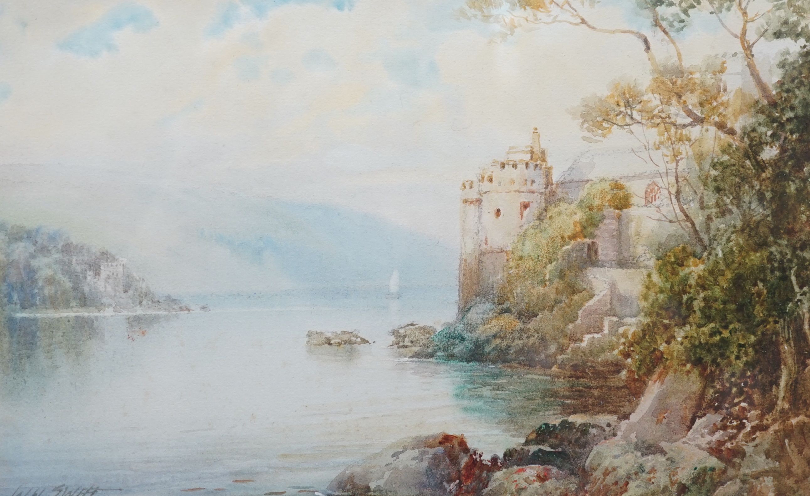 Walter H. Sweet (1890-1943), River Fowey with castle view, watercolour, signed, 17 x 27.5cm